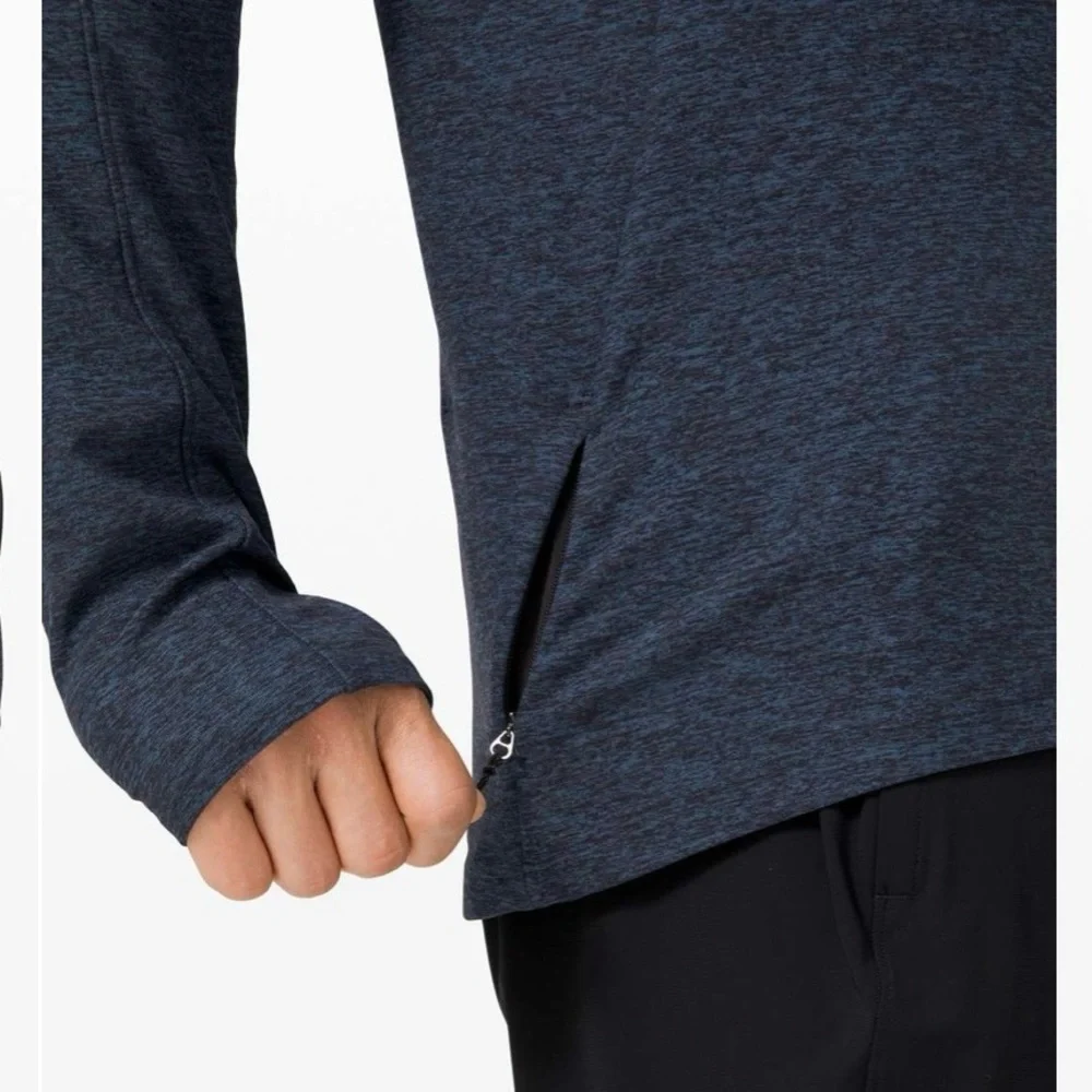 Lululemon Surge Warm Long Sleeve Heathered True Navy / Black - Picture 3 of 11